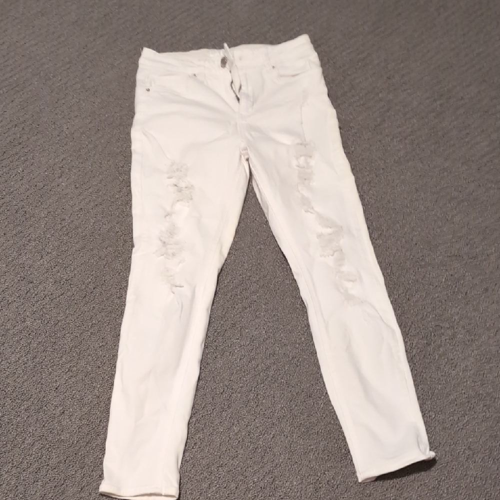 White Distressed Skinny Jeans for Women